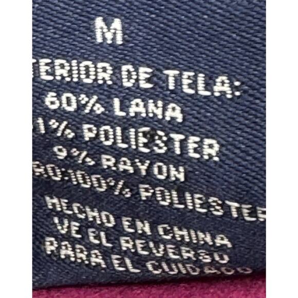 Green With Envy Fuchsia Wool Blend Pea Coat Double Breasted Women’s Size Medium - Picture 8 of 9